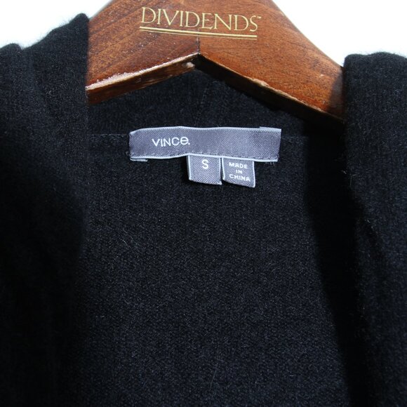Vince 100% Cashmere Hooded Cardigan Sweater Black Open Front Size Small - Picture 15 of 16